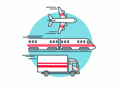 Transportation Icon aircraft icon logistics train transport transportation vector