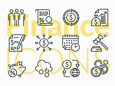 Finance Icons banking currency finance icon money outline outline icons piggy bank vector