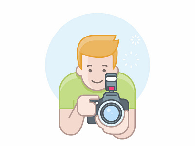 Photographer illustration camera character filled outline guy icon illustration man outline photographer vector