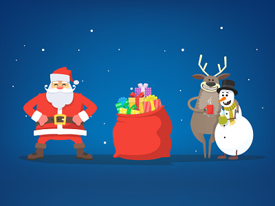 Christmas characters cartoon cartoon characters character christmas christmas characters deer funny holidays illustration new year reindeer sack santa claus snowman vector