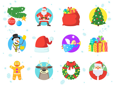 Christmas Icons cartoon cartoon icons character christmas christmas icons christmas tree icon icon set illustration new year vector
