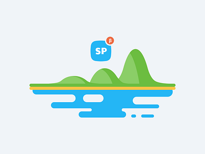 Island flat growth illustration island land mountain sea