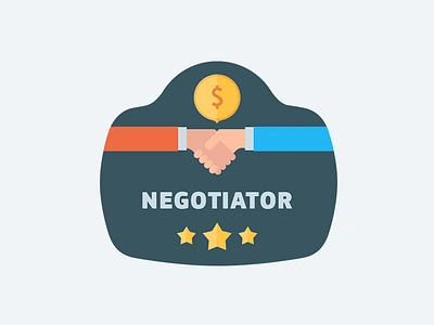 Negotiator badge flat handshake illustration money negotiator