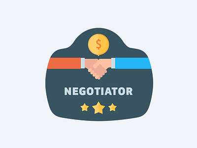 Negotiator badge flat handshake illustration money negotiator