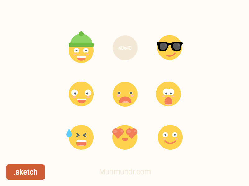 Emoticons Freebie Sketch icons flat sketch hat glasses emoticons smile