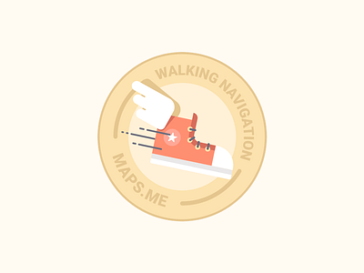 Walking Navigation badge flat fly illustration maps.me navigation shoes star walking