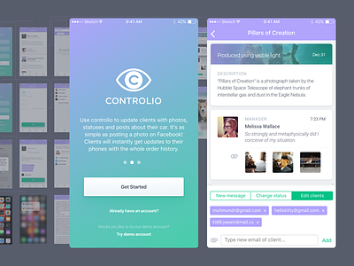 Controlio (ios app design) 3d touch app flat ios material messenger