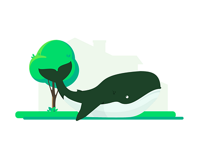 Something unexpected happened empty state error garden grass illustration tree unexpected whale yard.