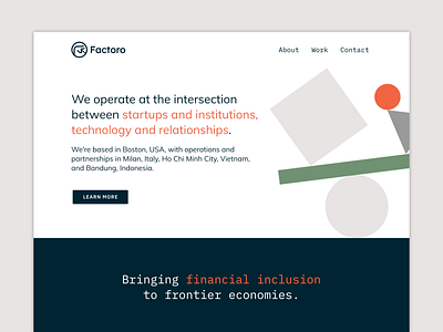 Factoro website design exploration mockup finance fintech landing page website design