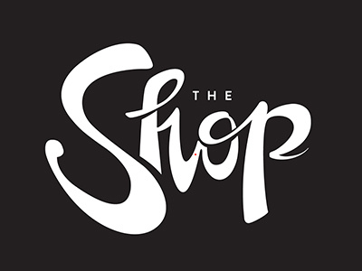 The Shop font hand drawn type logo script shop