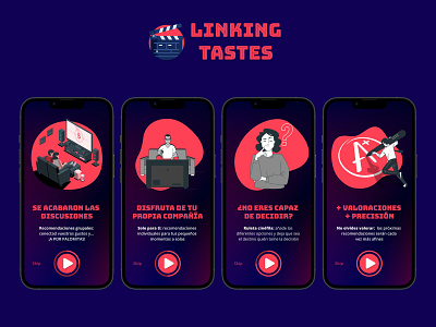 Linking Tastes - Onboarding app design film group mobile recommendation serie streaming ui ux