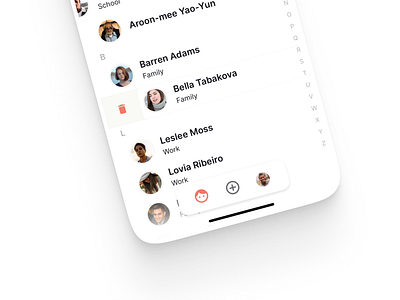 Contact App • Floating bottom navigation app bottom nav contact floating interface navigation network ui ux