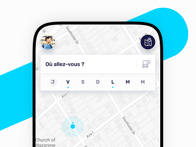 Ulys • Carpool research agenda app calendar carpool interface map navigation search ui ux