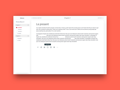 Alliance - e-learning document edition design document editing interface learning ui ux web app