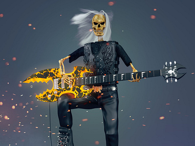 Dead Musician 3d 3dbazooka dead heavy metal musician skeleton