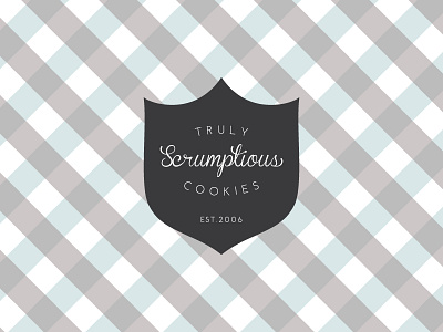 Truly Scrumptious: Logo, branding badge black blue brand brand identity cookies lettering logo plaid typography