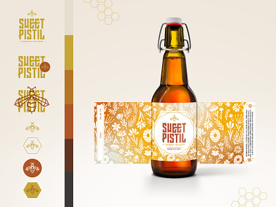 Sweet Pistil Mead Branding bee branding design flowers gradient honey illustration logo mead meadery sweet typography