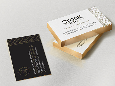 Stock Hill Business Cards branding business cards gold pattern restaurant steakhouse