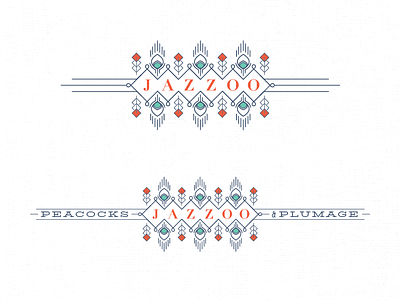 Unused Jazzoo Logo Designs aztec bird birds border colors design feather handdrawn illustration logo peacock zoo