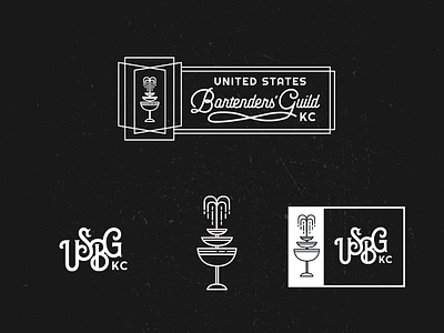 USBG KC logo marks bartenders branding cocktail coupe drink fountain glass logo water