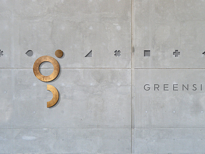 Concept Signage, Greenside apartment branding changing custom dimensional green icons identity logo modern monogram signage