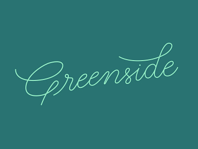 Custom Script Logo, Greenside Apartments apartments branding custom green greenside hand drawn identity lettering logo script type typography