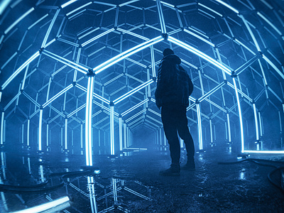 The Infinite Hex 3d 3dmodelling blender blue cyberpunk cycles design neon neonpunk photoshop scifi vaporwave