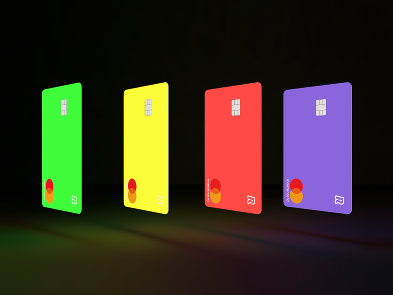 Revolut Junior Cards 3d 3d render bank bank card banking c4d cards cinema 4d credit cards finance junior junior cards minimal neon neon cards neon colors plastic card revolut