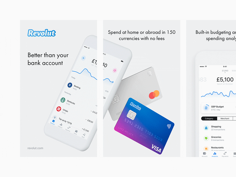 Revolut App Store Screenshots app app store design googleplay minimal revolut screenshots store