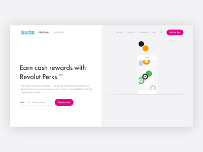 Perks — Revolut Website desktop finance illustration minimal offers perks product page revolut web webdeisgn website