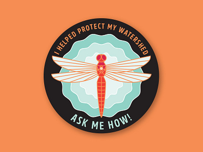 I Helped Protect My Watershed Sticker dragonfly ripples sticker water watershed