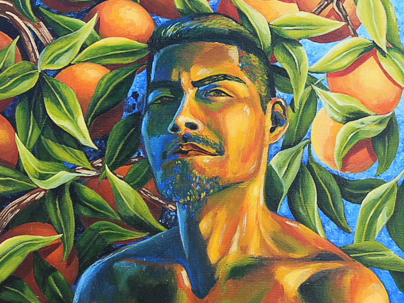 Sol En Mi Piel acrylic brown latinx orange painting portrait tree