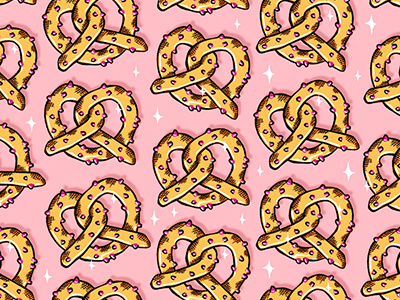 Pretzel bakery cute draw illustration pattern pretzel