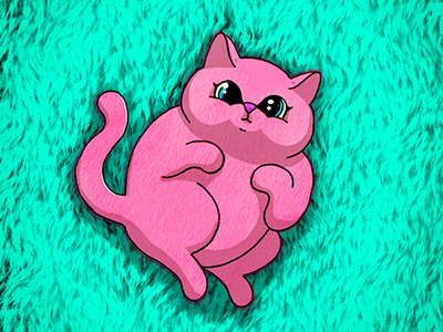 Pink cat art cat character color cute design draw illustration pink