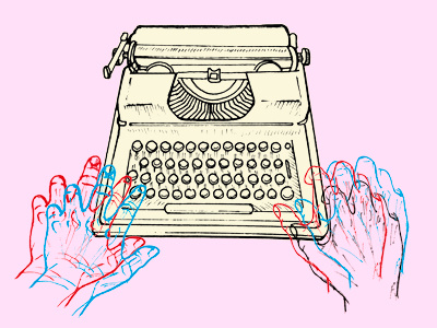 Hands art communication design draw essay hands illustration journalist political retro type typewriter
