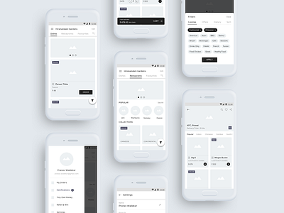 Tiny Owl | Online Food Ordering Mobile App Android Wireframe Kit android app clean food app food ordering kit minimal mobile mockups order ux wireframe wireframe kit