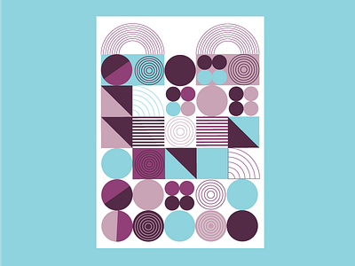 Shapes Print blue box circle poster print purple shapes