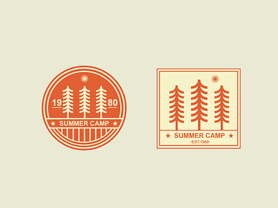 Summer Camp badge camp retro sticker summer tree