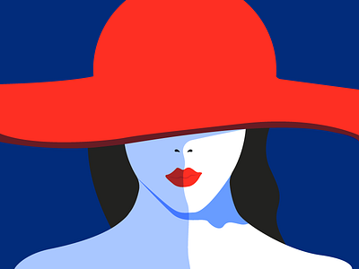 Fashion Illustration fashion girl hat illustration lips minimal red