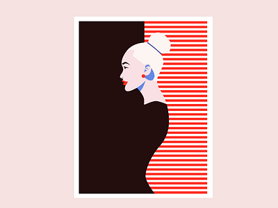 Girl fashion flat girl illustration lips minimal red