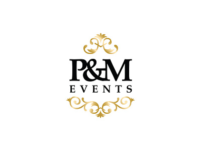 P&M Events Logo baroque birthday branding bridal event planning french glam logo logo design party regal weddings