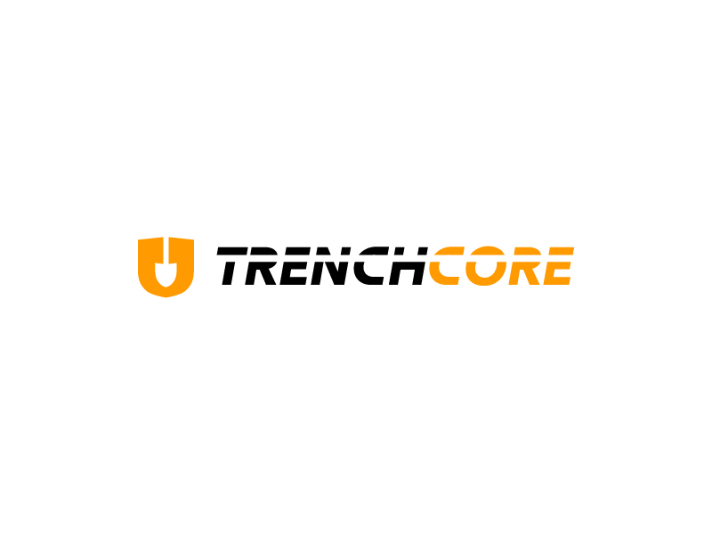 trench core negative space shovel logo for construction company
