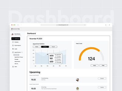 New Booking System clean crm dashboard interface menu profile tasks ui ux web design