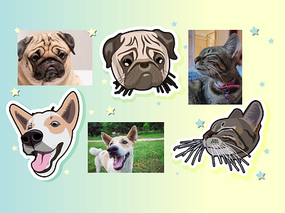 Стикеры в векторе 3d animal app cat design icon illustration logo pets typography vector