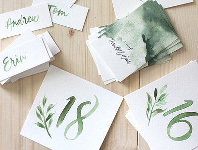 Watercolor Stationery brush lettering lettering numbers stationery stationery design typography watercolor