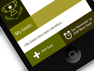 ARI Goal Setting App WIP app army blocks brown buttons flat goal setting green icons