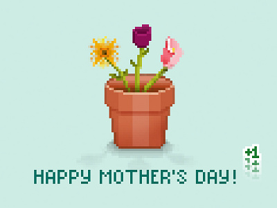 Mother's Day Pixel Art art day flower mothers one pixel plus