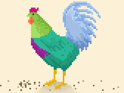 Rainbow Rooster Pixel Art animal art colorful farm pixel rainbow rooster