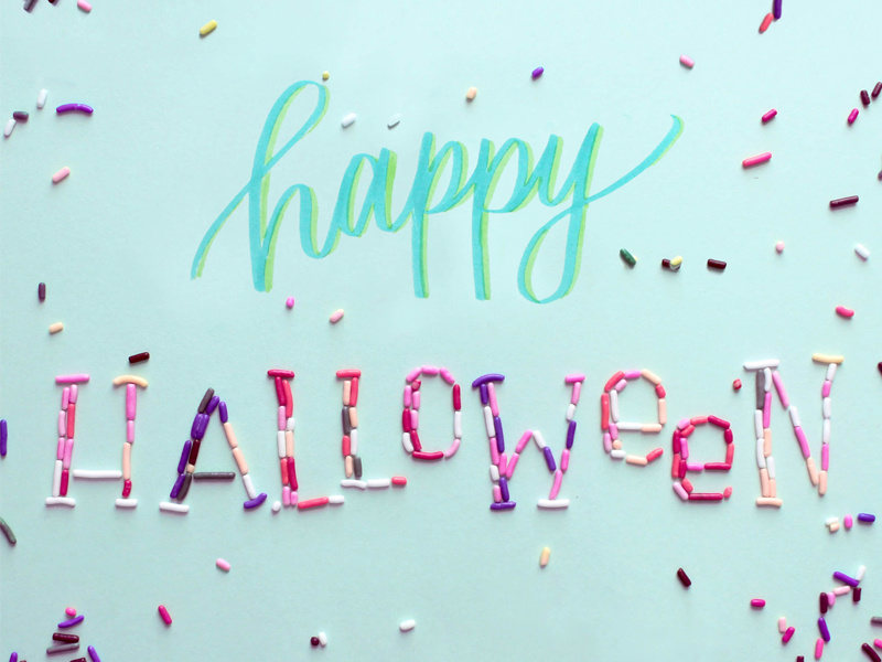 Happy Halloween halloween lettering typography food type sprinkles