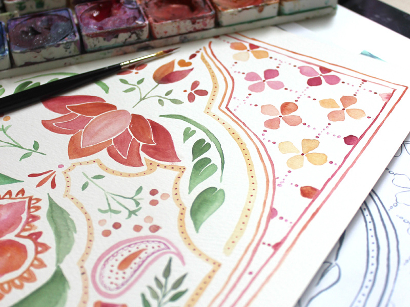 Watercolor Pattern Design invitation painting floral watercolor pattern